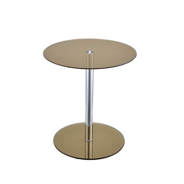 Acme Furniture Halley Smoky Glass and Chrome Side Table