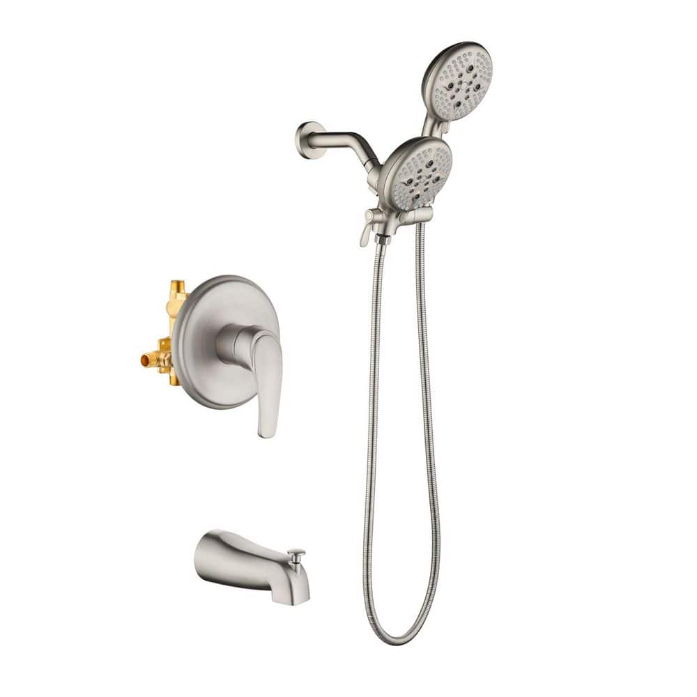 Rain Single Handle 5-Spray Tub Shower Faucet Handheld Combo with Valve 1.8 GPM Adjustable shower Head in Nickel price history on PriceWatchPro
