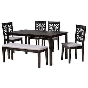 Olympia 6-Piece Grey and Espresso Brown Wood Dining Set