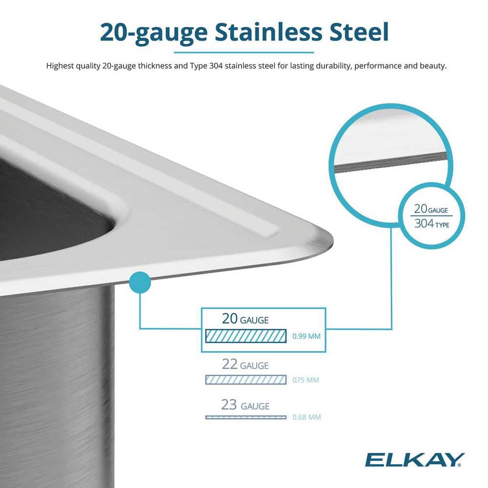 Elkay 22" Stainless Steel Single Bowl Drop-In Kitchen Sink