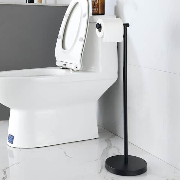 Bathroom Freestanding Toilet Paper Holder Tissue Roll Holder in Stainless Steel Matte Black