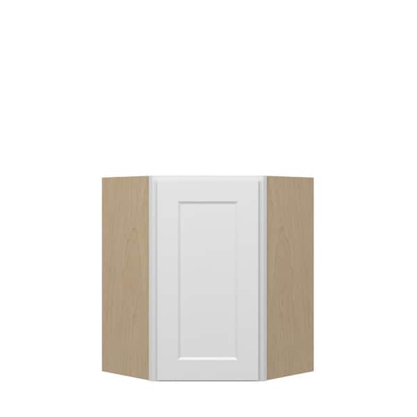 Unbranded Norfolk Shaker 24 in. W x 30 in. H x 12 in. D in Painted White Plywood Assembled Corner Diagonal Wall Cabinet