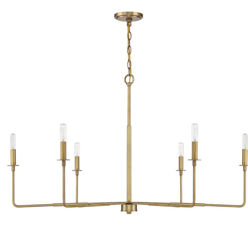 Salerno Warm Brass 6-Light Rustic Charm Chandelier