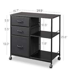 Mobile 29.5 in. W x 25.6 in. H x 15.7 in. D Steel Freestanding Cabinet in Black with Open Storage Shelf