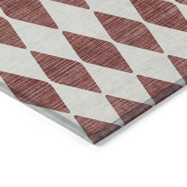 Burgundy 9 ft. x 12 ft. Woven Geometric Polyester Rectangle Indoor / Outdoor Area Rug