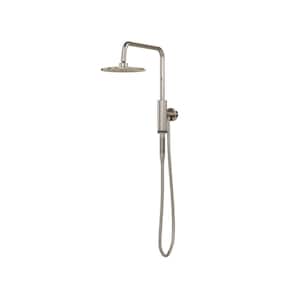 Aquarius 1-Spray Setting 2.5 GPM Dual Wall Mounted 8 in. Fixed and Handheld Shower Head in Brushed Nickel