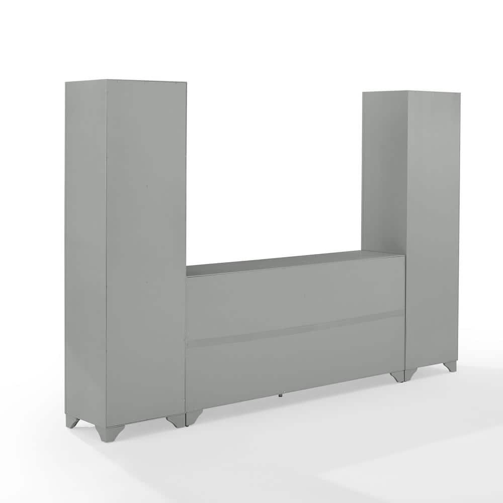 Distressed Gray Farmhouse 3-Piece Entertainment Set with Cabinet Storage