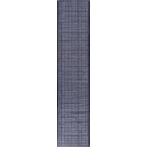 Washables Navy Blue 2 ft. x 10 ft. Geometric Contemporary Runner Area Rug