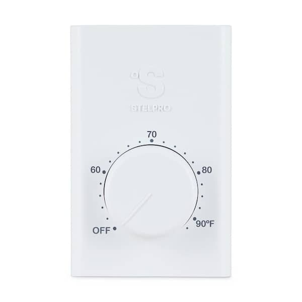Double-Pole 22 Amp Line Voltage 120/240-Volt Mechanical Wall-Mount Non Programmable Thermostat in White