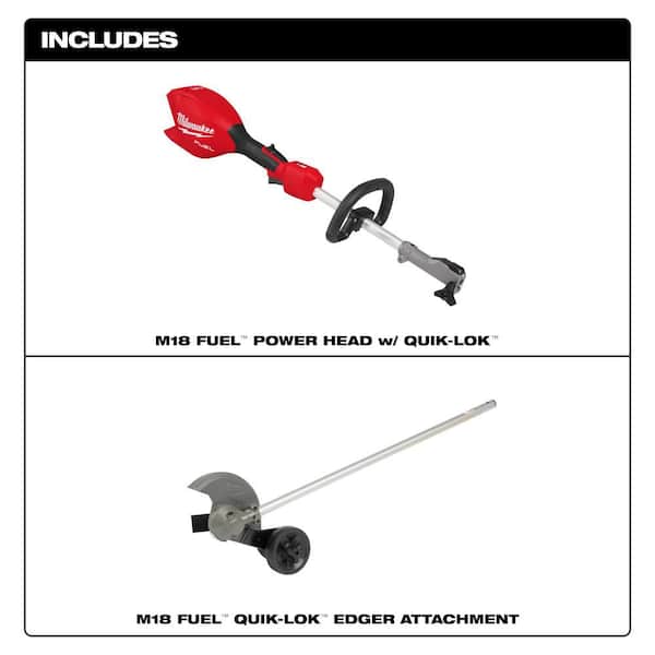 M18 FUEL 18V Brushless Cordless Battery Powered QUIK-LOK Power Head with Edger Attachment