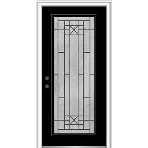 34 in. x 80 in. Courtyard Right-Hand Full Lite Decorative Painted Fiberglass Smooth Prehung Front Door, 4-9/16 in. Frame