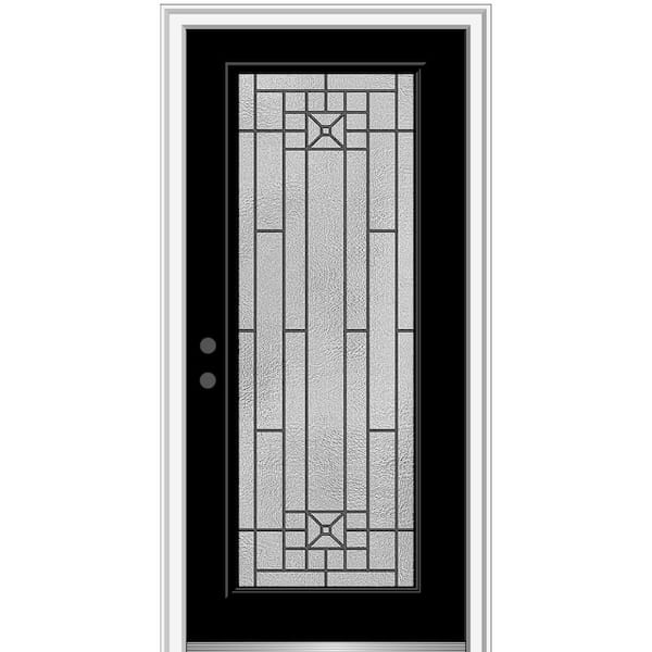 MMI DOOR 36 in. x 80 in. Courtyard Right-Hand Full Lite Decorative Painted Fiberglass Smooth Prehung Front Door, 4-9/16 in. Frame