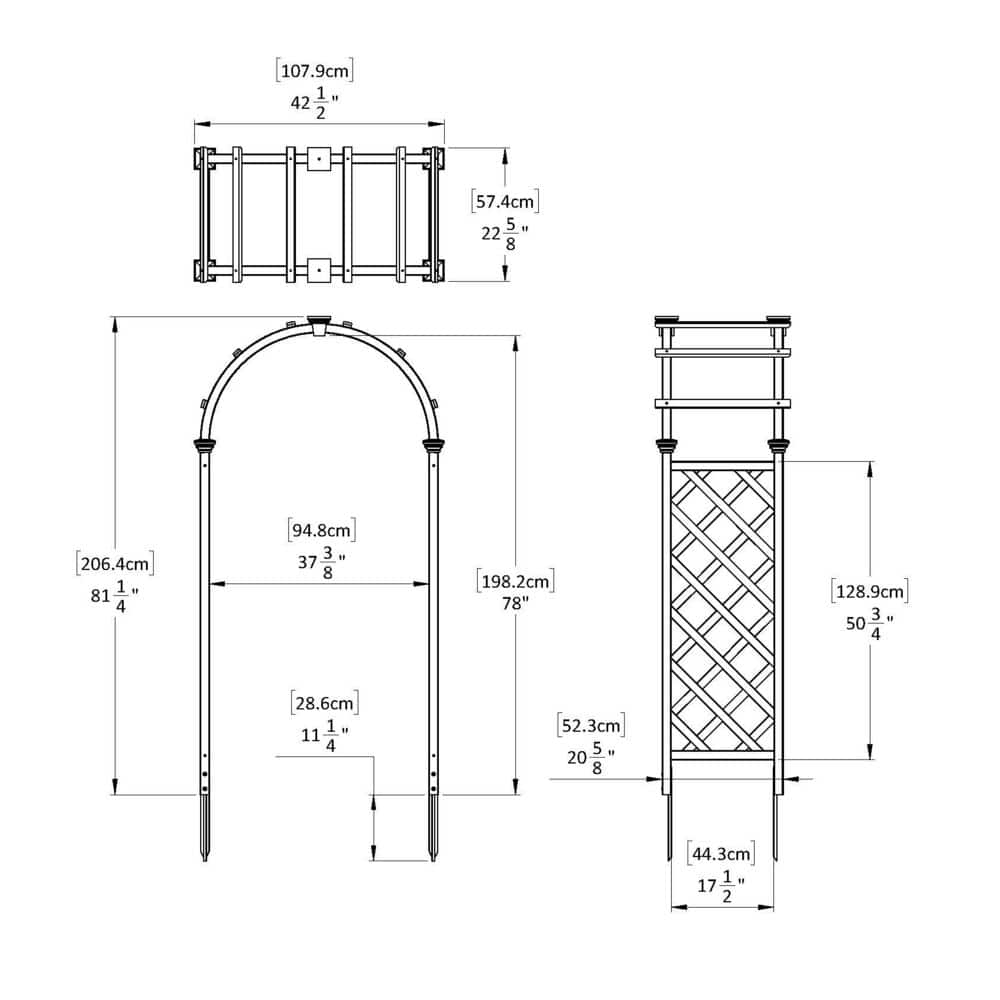 Golden Brown Cedar Wood Garden Arbor with Arch Top