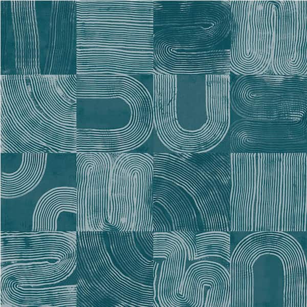 NuWallpaper Blue Teal Vaughn Geometric Peel and Stick Wallpaper Sample