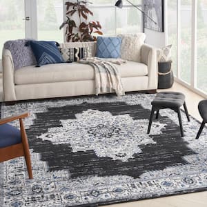 Passion Black Ivory 8 ft. x 10 ft. Bordered Transitional Area Rug