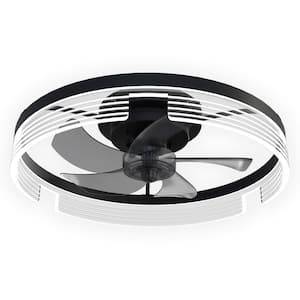 19.7 in. LED Indoor Black Contemporary Style Recessed Ceiling Fan Light with App and Handheld Remote, 6-Speed, Timer