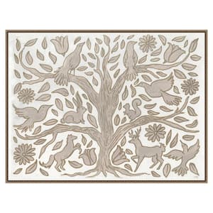 "Animal Tree" by Elizabeth Medley 1-Piece Floater Frame Giclee Abstract Canvas Art Print 32 in. x 42 in.