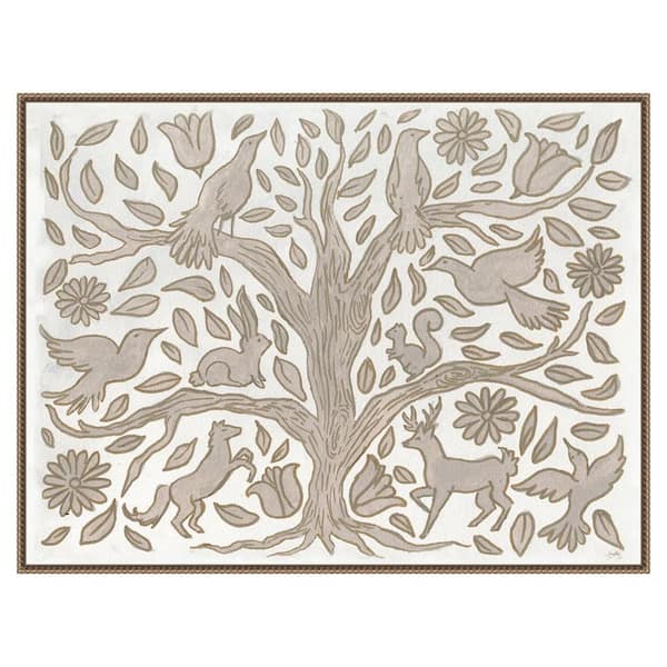 Amanti Art "Animal Tree" by Elizabeth Medley 1-Piece Floater Frame Giclee Abstract Canvas Art Print 32 in. x 42 in.