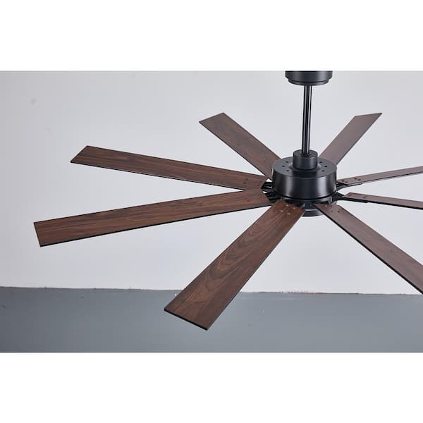 LINJO 72 in. Black 8-Plywood Reversible Blades and 3-Color LED