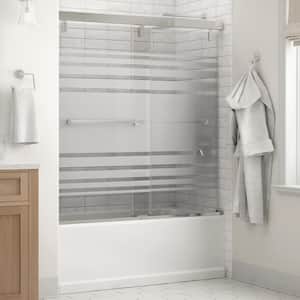 Mod 60 in. x 59-1/4 in. Soft-Close Frameless Sliding Bathtub Door in Chrome with 1/4 in. (6mm) Transition Glass