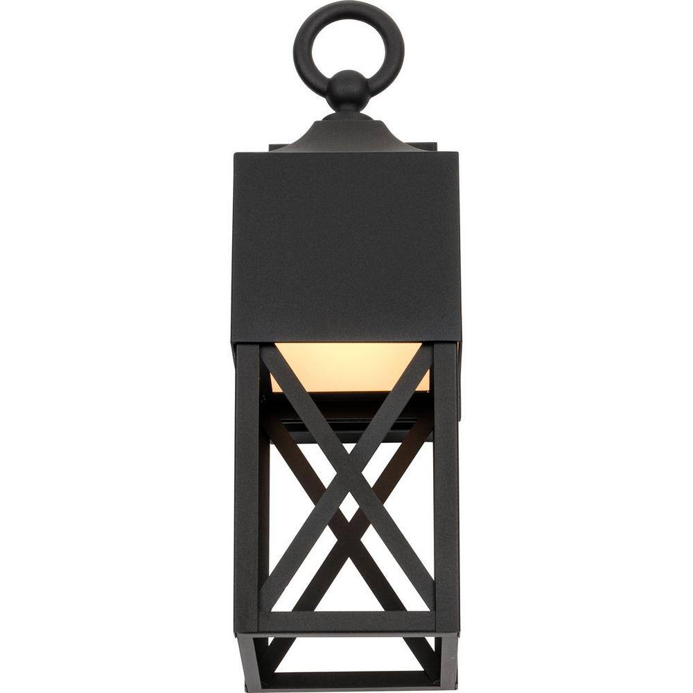 Textured Black and Antique Bronze Outdoor Wall Lantern with Geometric Cage