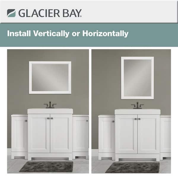 Shaila 24 in. x 31 in. Single Framed Vanity Mirror in White Shaila 24 in. x 31 in. Single Framed Vanity Mirror in White