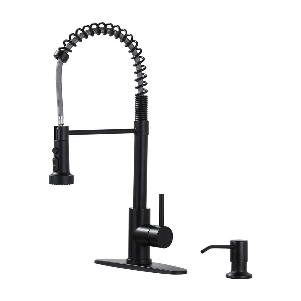 Matte Black Stainless Steel Kitchen Faucet with Pull Down Sprayer