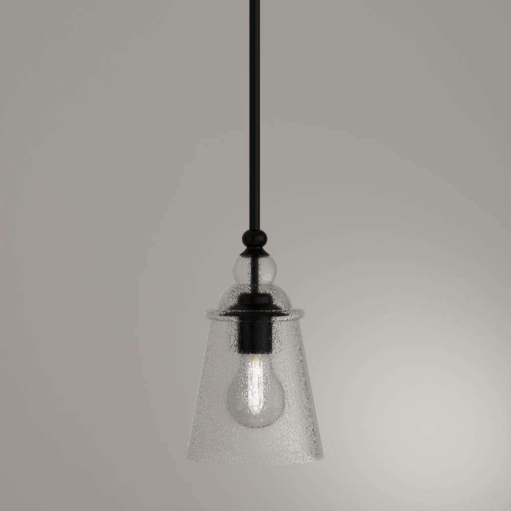 Oil Rubbed Bronze Mini Pendant with Clear Seeded Glass Shade