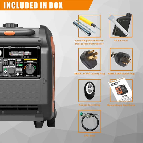 Genmax 6000W Dual Fuel Quiet Portable Inverter Generator with  Remote/Electric Start, EPA Compliant (GM6000iED)