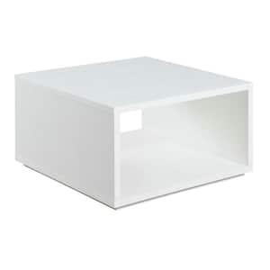 Northfield 32 in. White Square Wood Top Coffee Table with Shelf