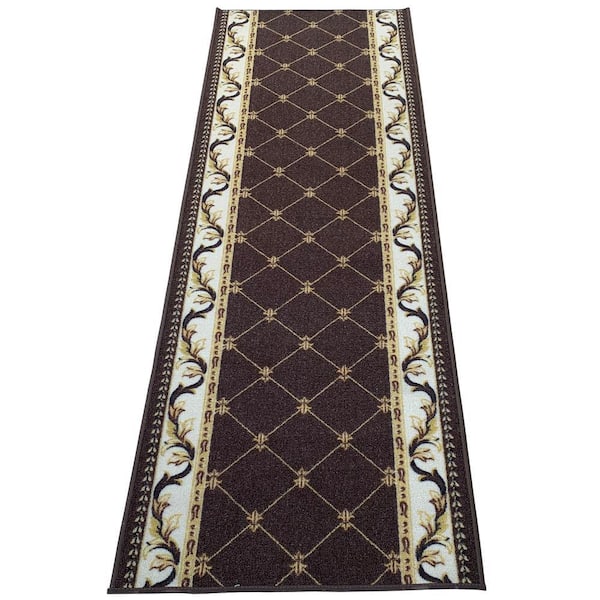 Trellis French Brown  31 in. W x 2 ft. L Roll Runner Rug/Stair Runner 5.2 sq. ft.