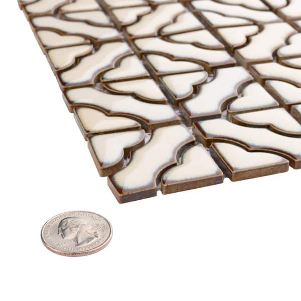 Hudson Tower Beige 6 in. x 6 in. Porcelain Mosaic Take Home Tile Sample