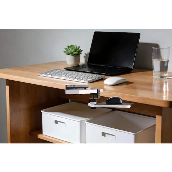 7.6 in. W x 2.76 in. H Under Desk Accessories Adjustable Mouse Tray with Clamp, Swivel Desktop Shelf Wrist Rest, Black