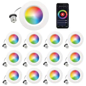 4 in. Wi-Fi Smart 9-Watt 810 Lumens Recessed Retrofit LED Sleek Series Downlight Kit, Alexa/Google, Wet Rated (12-Pack)