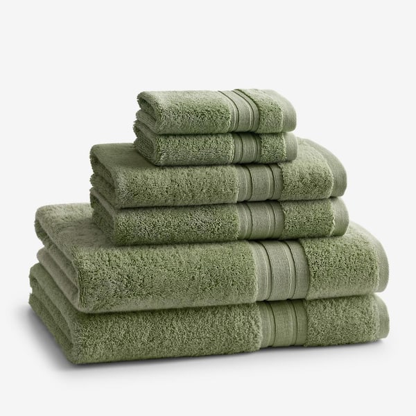Company Cotton 6-Piece Marsh Green Turkish Cotton Bath Towel Set