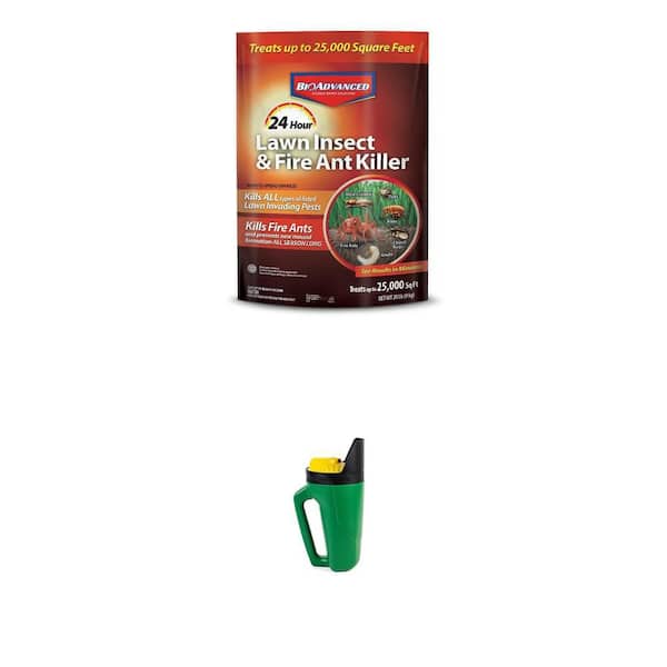 Hand Spreader for Fertilizer, Seed, Ice Melt and 20 lbs Granules 24-Hour Lawn Insect Killer Combo