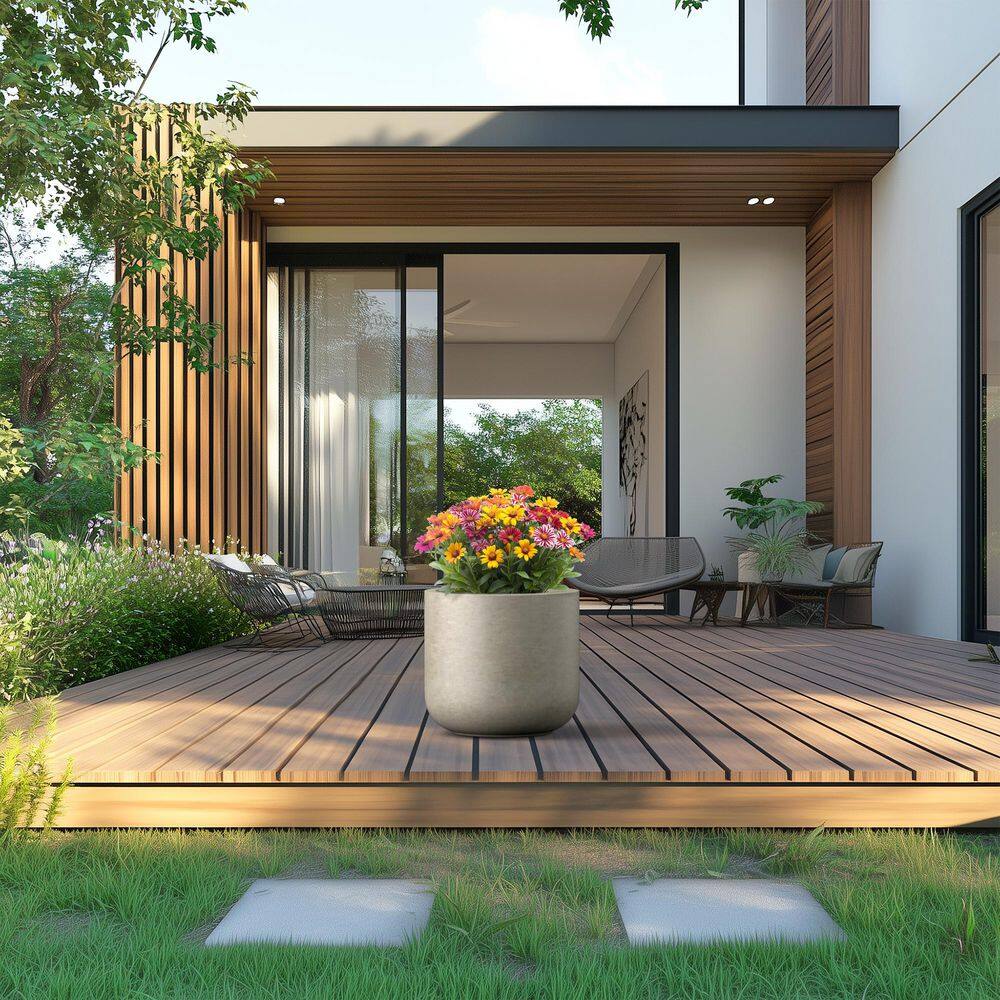 14 in. Medium Light Gray(Enhanced Core) Concrete Round Planter / Pot with Drainage Holes price history on PriceWatchPro