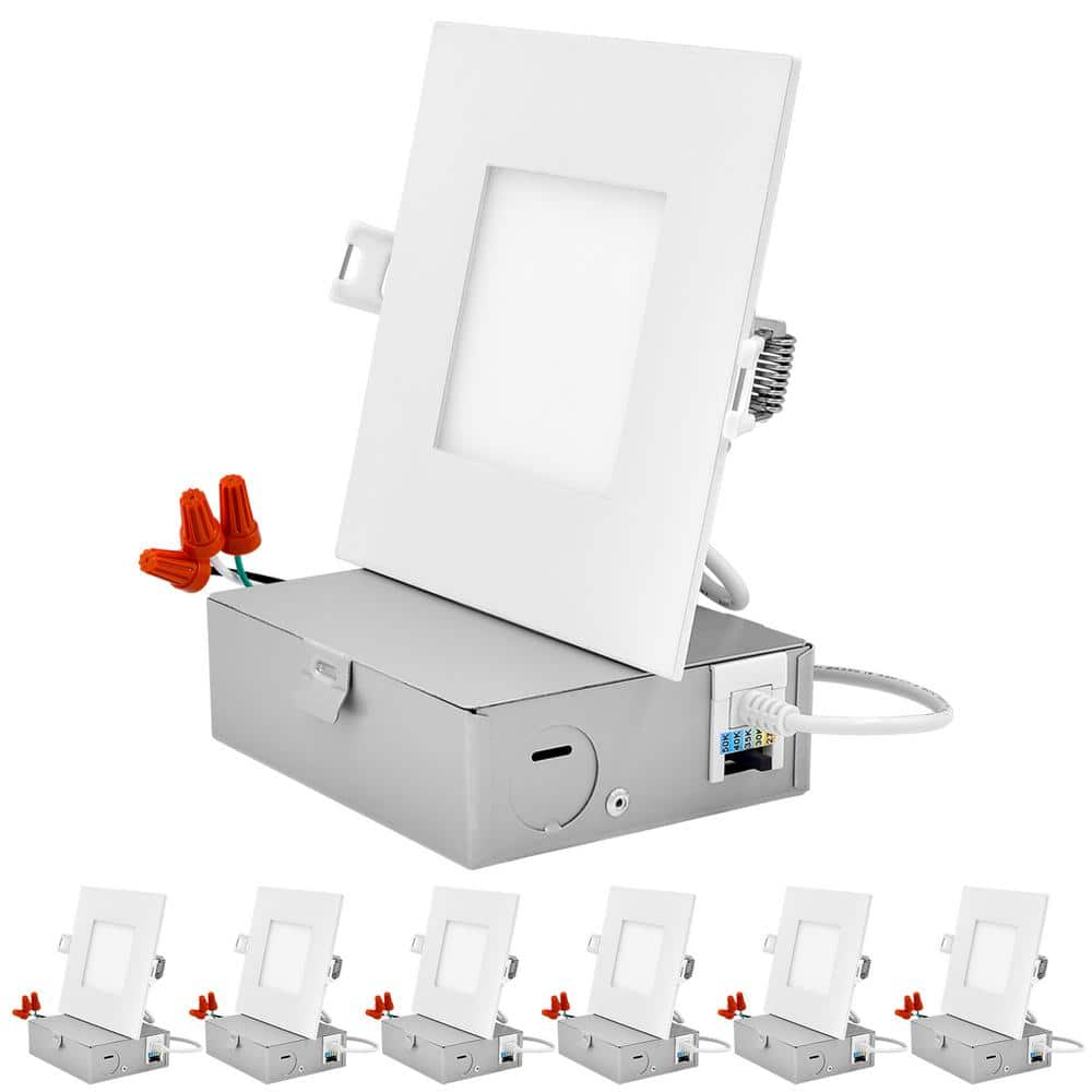 Modern 4-in Square Dimmable LED Recessed Downlight 6-Pack, White