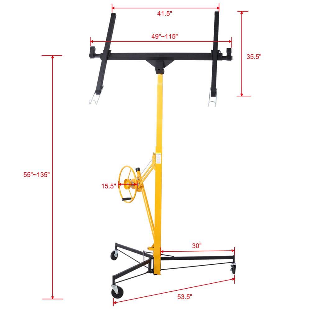 Heavy Duty Yellow Steel Drywall Panel Hoist with Wheels