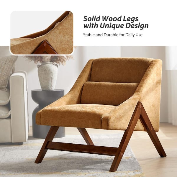 JAYDEN CREATION Alicia Mustard Yellow Accent Armchair with Solid