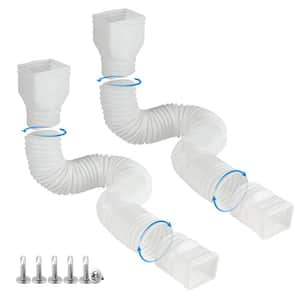 21 in. to 68 in. Flexible White Plastic (PE) Rain Gutter Downspout Extensions (2-Pack)