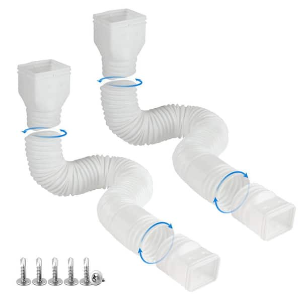 Angel Sar 21 in. to 68 in. Flexible White Plastic (PE) Rain Gutter Downspout Extensions (2-Pack)