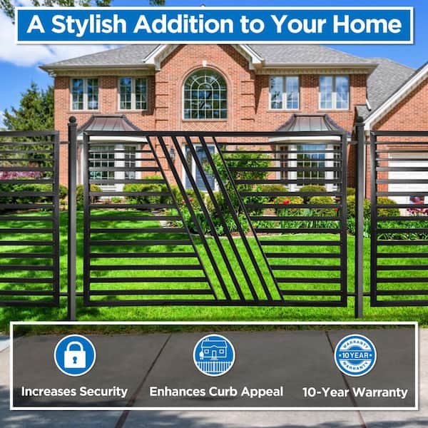 ALEKO 16 ft. x 5 ft. Sofia Style Security Fence Panels Steel Fence Kit 2-Panel Gate Fence