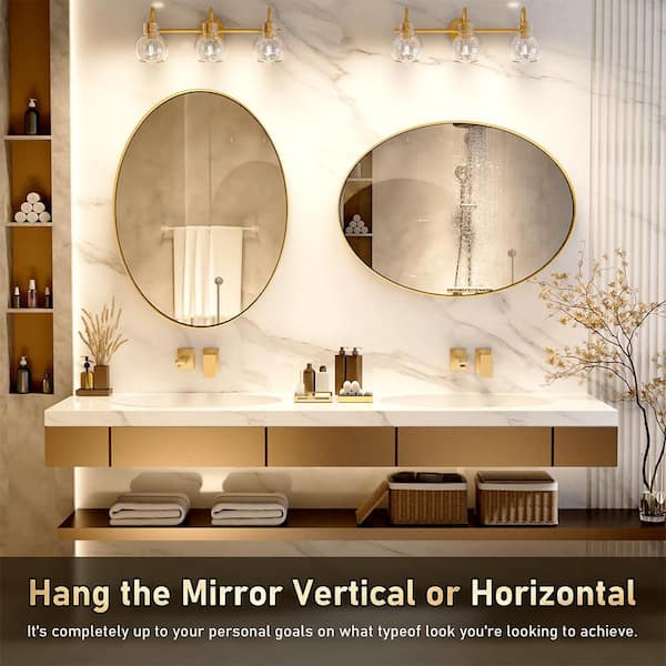 CLAVIE 22 in. W x 30 in. H Large Oval Wall Mirror Stainless Steel