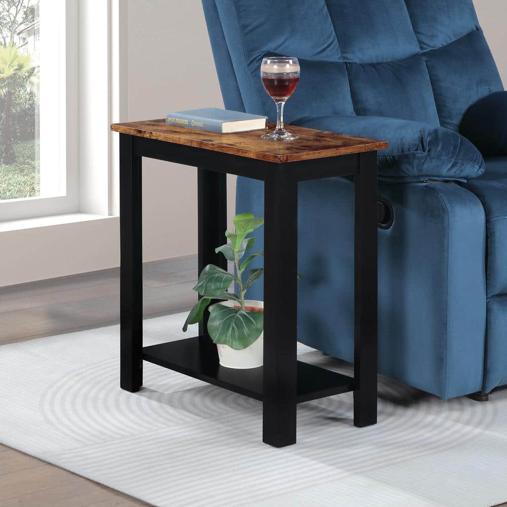 Baja Black and Barnwood Chairside End Table with Shelf