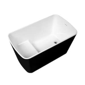 49 in. x 28 in. Acrylic Freestanding Soaking Bathtub Square-Shape Japanese Soaking Tub in Glossy Black
