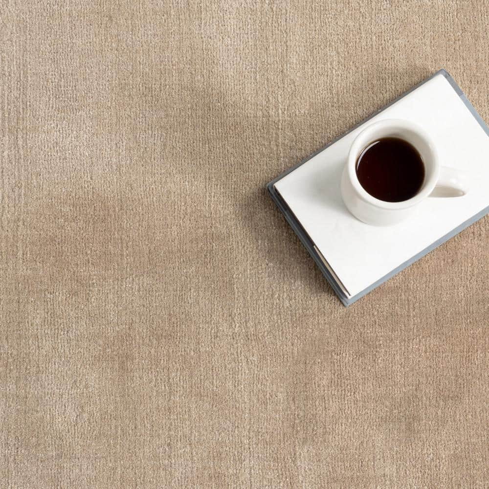 Fawn Wool-Blend Flat Woven Runner Rug with High-Low Border