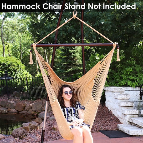Hammock Chair Swing with Folded Spreader Bar, Upgraded Skin Breathable  Caribbean Hanging Chair, Large 330 Pound Capacity, Portable for Indoor ＆  Outdo テーブル、チェア、ハンモック
