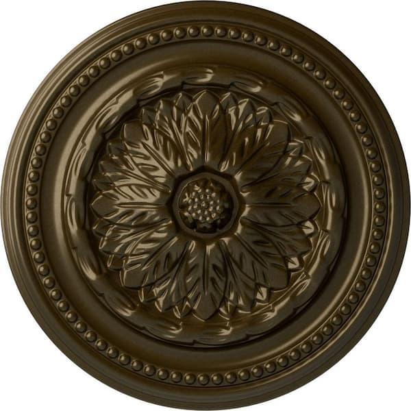 Ekena Millwork 15-3/4" x 1-7/8" Chester Urethane Ceiling Medallion (Fits Canopies upto 2-1/4"), Brass