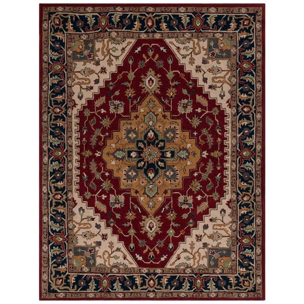 Heritage 8 ft. x 10 ft. Red/Ivory Ornate Border Area Rug